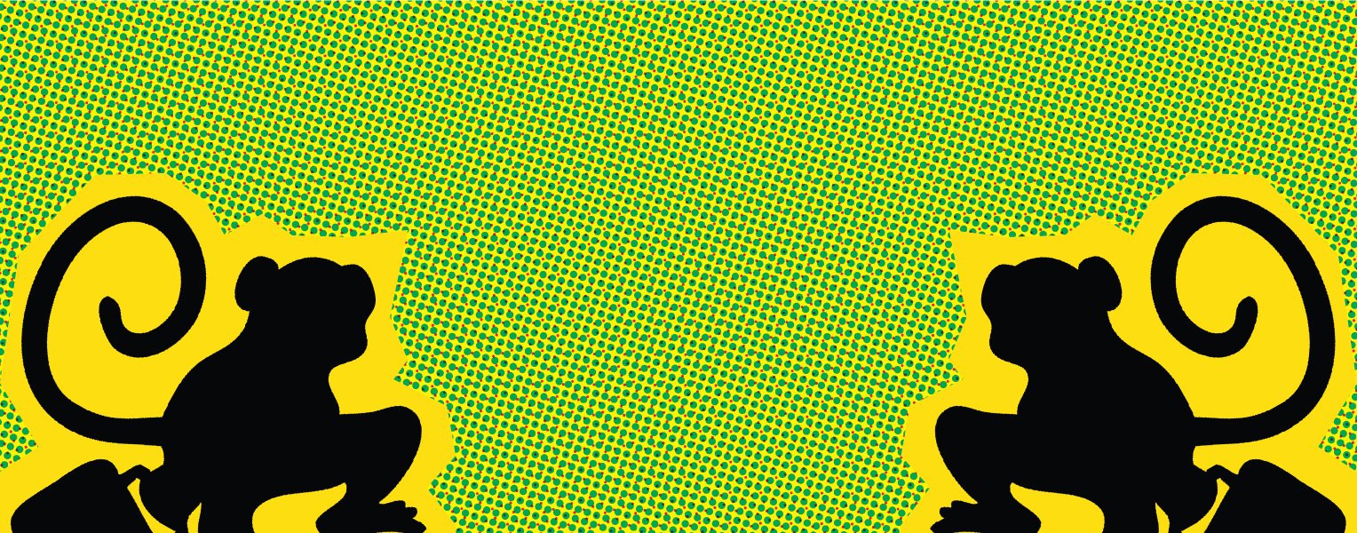 Monkey Business Institute logo with two monkeys on a green background